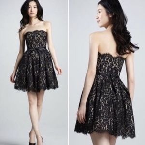 NWT Robert Rodriguez Black lace strapless dress 12